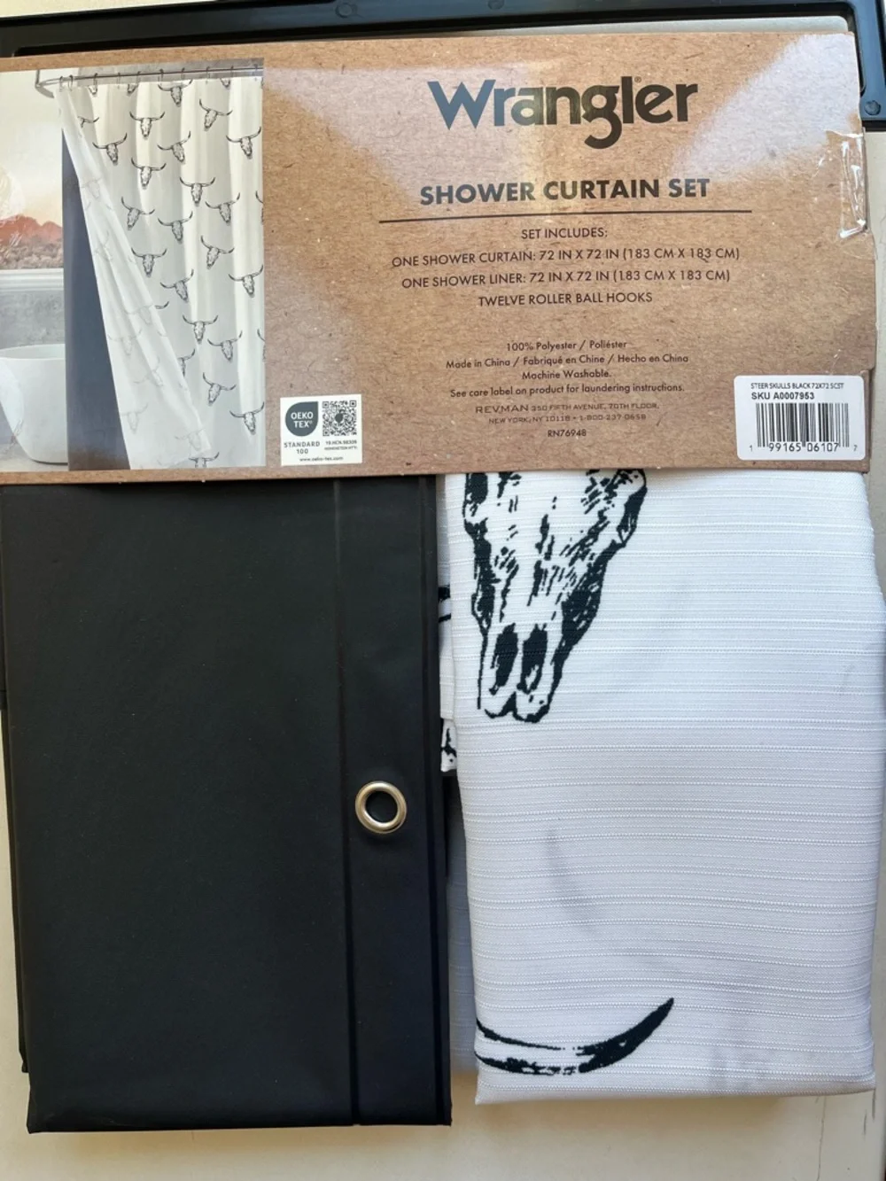 Wrangler Black & White Shower Curtain Set